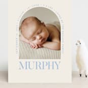 "Type Arch" - Birth Announcements in Bluebird Day by Baumbirdy - Front