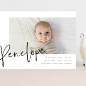 "Clean Lines" - Birth Announcements in Blackboard by Amy Payne - Front