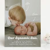 "Dynamic Duo" - Birth Announcements in Cotton by Corinne Malesic - Front