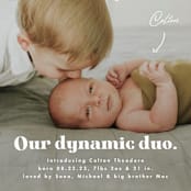 "Dynamic Duo" - Birth Announcements in Cotton by Corinne Malesic - Detail