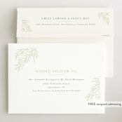 "Tiny Sprig" - Birth Announcements in Sage by Sarah Brown - FREE Recipient Addressing