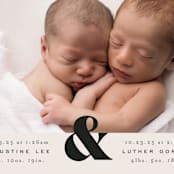 "Ampersand Duo" - Birth Announcements in Ivory by Alethea and Ruth - Detail