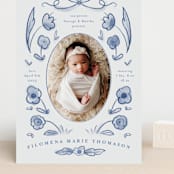 "Painted Flowers" - Birth Announcements in Delft Blue by Ani Somi - Front