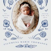 "Painted Flowers" - Birth Announcements in Delft Blue by Ani Somi - Detail