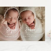 "Twin Names" - Birth Announcements in Bubblegum by Vera Lim - Front