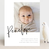 "Clean Lines" - Birth Announcements in Blackboard by Amy Payne - Front