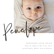 "Clean Lines" - Birth Announcements in Blackboard by Amy Payne - Detail