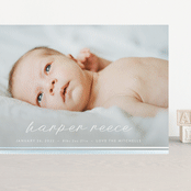 "Stripe Bottom" - Birth Announcements in Cotton by Carolyn MacLaren - Front