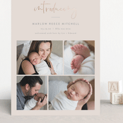 "Scripted Introductions" - Birth Announcements in Cream by Carolyn MacLaren - Front