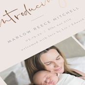 "Scripted Introductions" - Birth Announcements in Cream by Carolyn MacLaren - Detail