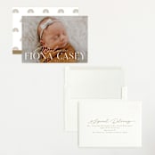"Welcoming" - Birth Announcements in Cotton by Everett Paper Goods - Assembled