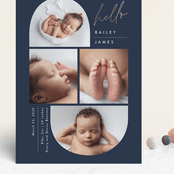 "So Current" - Birth Announcements in Navy by Carolyn MacLaren - Front