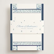 "Blue" - Bridal Shower Invitations in Cobalt by Gwen Bedat - Assembled with Belly Band