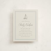 "On Board" - Baby Shower Insert Cards in Fog by Stephanie Hawkes - Front