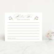 "Blooming Stork" - Baby Shower Insert Cards in Cornflower by Susan Zinader - Front