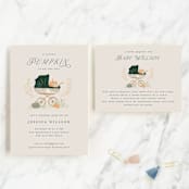 "Pumpkin Stroller" - Baby Shower Insert Cards in Pumpkin by Petra Kern - With Invitation