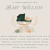 "Pumpkin Stroller" - Baby Shower Insert Cards in Pumpkin by Petra Kern - Close up