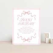 "Doodle Bow Frame" - Baby Shower Insert Cards in Petal by Jackie Crawford - Front