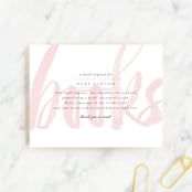 "Whisper" - Baby Shower Insert Cards in Blush by Sara Hicks Malone - Front