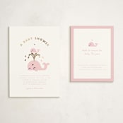 "Baby Whale On The Way" - Baby Shower Insert Cards in Baby Pink by mo kelley - With Invitation
