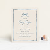 "ribbon bow drawing" - Baby Shower Insert Cards in Dusty Blue by Cass Loh - Front