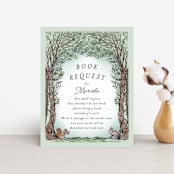 "Victorian Forest Scene" - Baby Shower Insert Cards in Mint by Becky Nimoy - Front