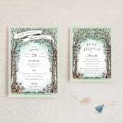 "Victorian Forest Scene" - Baby Shower Insert Cards in Mint by Becky Nimoy - With Invitation