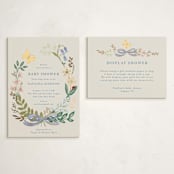 "Baby Flora" - Baby Shower Insert Cards in Sky by Petra Kern - With Invitation