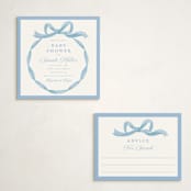 "Painted Bow" - Baby Shower Insert Cards in Sky by Teju Reval - With Invitation