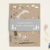 "Woodland's welcome" - Baby Shower Insert Cards in Kraft by Jennifer Wick - With Belly Band