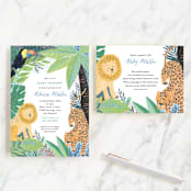 "Jungle Animal Sketchbook" - Baby Shower Insert Cards in Canary by Alethea and Ruth - With Invitation