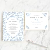"Foxy Baby Shower" - Baby Shower Insert Cards in Denim by Hallie Fischer - With Invitation
