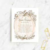 "Little Pumpkin" - Baby Shower Insert Cards in Peach by Paper Sun Studio - Front