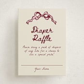 "Bow Corners" - Baby Shower Mini Insert Cards in Rosewood by Cass Loh - Front