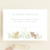 "Little pups" - Baby Shower Mini Insert Cards in Mint by Jennifer Wick - Front