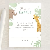 "Petite Safari" - Baby Shower Mini Insert Cards in Mint by Jennifer Wick - Front