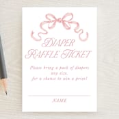 "Doodle Bow Frame" - Baby Shower Mini Insert Cards in Petal by Jackie Crawford - Front