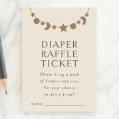 "Night Sky Garland" - Baby Shower Mini Insert Cards in Ecru by Angela Thompson - Front