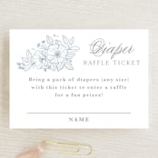 "Wild Roses" - Baby Shower Mini Insert Cards in Powder Blue by Kristen Smith - Front