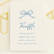 "ribbon bow drawing" - Baby Shower Mini Insert Cards in Dusty Blue by Cass Loh - Front