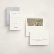 "watercolor flowers crest" - Fill-in Invitations in Dusty Blue by Cass Loh - Assembled