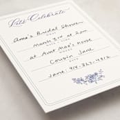 "watercolor flowers crest" - Fill-in Invitations in Dusty Blue by Cass Loh - Detail