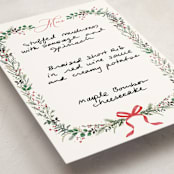 "Festive Vine" - Fill-in Menus in Crimson by Susan Moyal - Detail