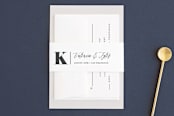 "Statement Initial" - Belly Bands in Onyx by Minted - Assembled with Invitation
