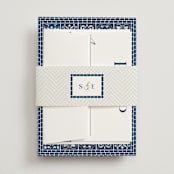 "Mediterranean Tiles" - Belly Bands in Ocean by GeekInk Design - Assembled with Invitation