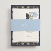 "Hydrangea Garden" - Belly Bands in Navy by Susan Zinader - Assembled with Invitation