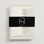 "Modern Monogram" - Belly Bands in Latte by Jackie Crawford - Assembled with Invitation
