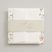 "Garden View" - Belly Bands in Peach by Everett Paper Goods - Assembled with Invitation