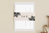 "Modern Floral Frame" - Belly Bands in Champagne by Faith Harlow - Assembled with Invitation