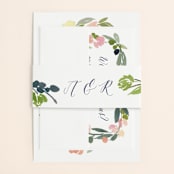 "Watercolor Wreath" - Belly Bands in Grapefruit by Yao Cheng Design - Assembled with Invitation